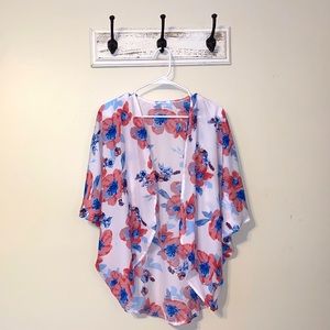 Blue and pink floral cover up